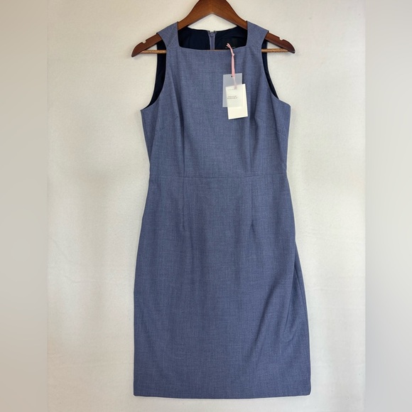 ALEX MARIE Sheath NEW Dress Blue Gray Short Square Neck Sleeveless Office Size 6 - Picture 2 of 15